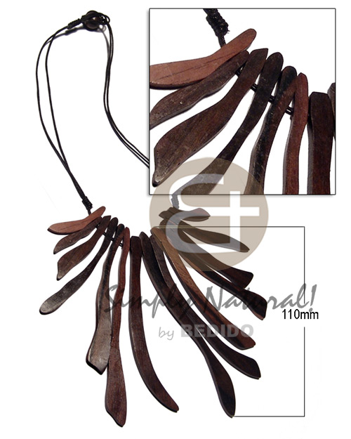 cleopatra choker / 14 pcs. camagong tiger ebony hardwood sticks in double wax cord / 15 in. - Natural Earth Color Necklace