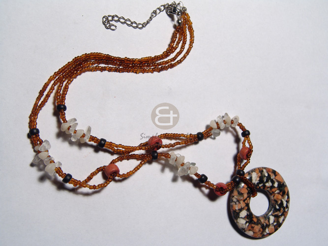 hand made 6mm natural wood beads Natural Earth Color Necklace