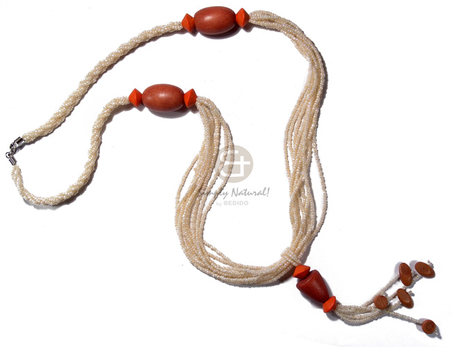 9 layers crme pearl beads Natural Earth Color Necklace