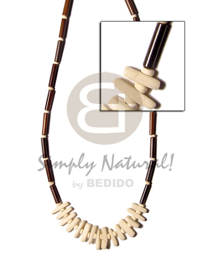 eureka bamboo tube  coco stick accent & coco pokalet bleach alternate - Natural Earth Color Necklace