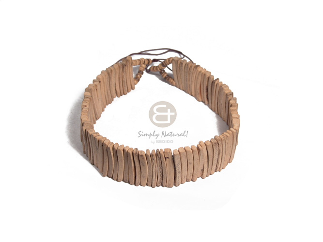 3in coco nat. white  sticks choker / 15in plus adjustable pamu thread - Natural Earth Color Necklace