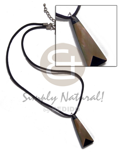 black leather thong  MOP cross pendant laminated in rectangular 45mmx35mm clear resin  black resin/ backing/5mm thickness /adjustable nk - Natural Earth Color Necklace