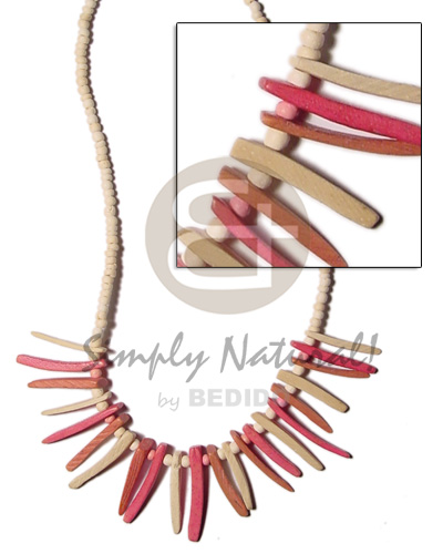 2-3 coco pokalet bleach / old rose coco indian stick accent - Natural Earth Color Necklace