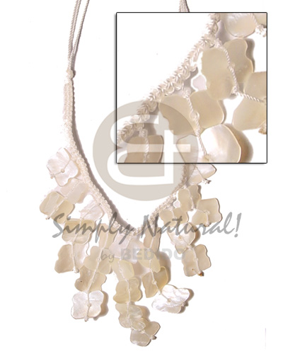 Ivory white dangling hammershell macramie-cleopatra Natural Earth Color Necklace