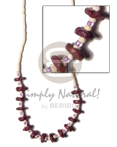 2-3mm coco pokalet  wine colored coco flower and beads - Natural Earth Color Necklace