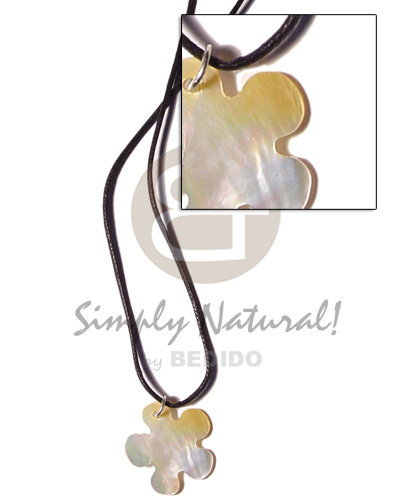 cord  30mm MOP flower pendant - Natural Earth Color Necklace