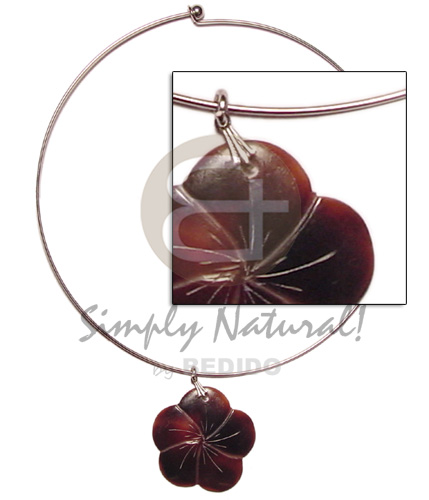 nickel-free silver hoop ring  black tab gumamela scallop 40mm - Natural Earth Color Necklace