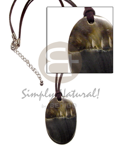Black wax cord oval Natural Earth Color Necklace