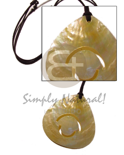 70mm MOP teardrop    hole on leather thong - Natural Earth Color Necklace