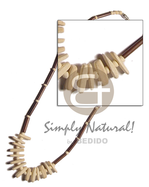 eureka brown bamboo  bleaced coco indian stick - Natural Earth Color Necklace