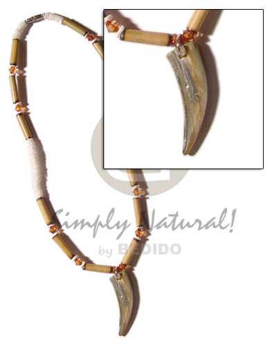 Bamboo white clam heishe Necklace with Pendant