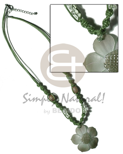 2 layer knotted dark green Necklace with Pendant