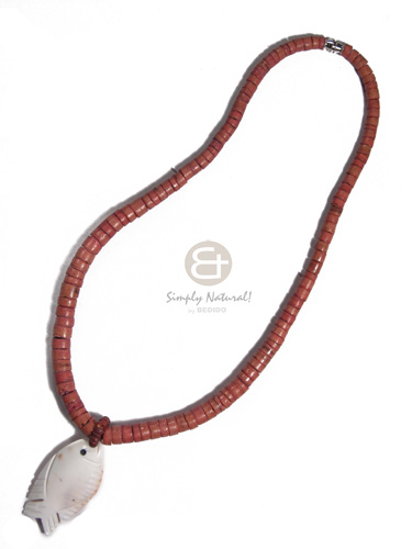 Graduated coco heishe cowrie Necklace with Pendant