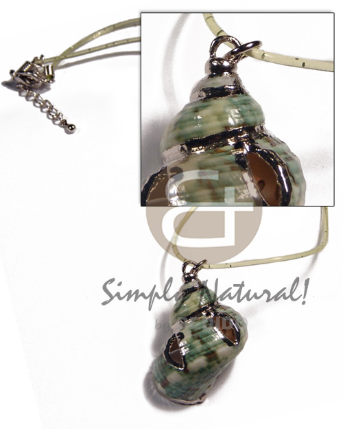 Green turbo shell in green Necklace with Pendant