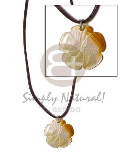 cord  scallop MOP 30mm pendant - Necklace with Pendant