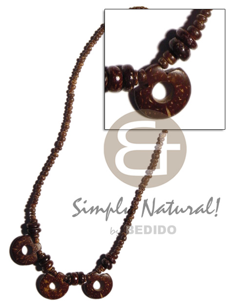2-3mm coco Pokalet  coco donut brown - Necklace with Pendant
