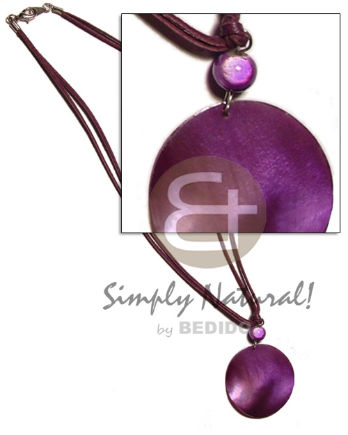 50mm hammershell violet in double Necklace with Pendant