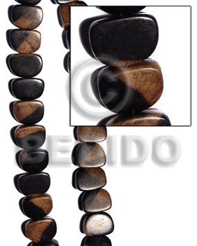camagong slice melon tiger 22x27x12mm / 19 pcs.per strand - Nuggets Wood Beads