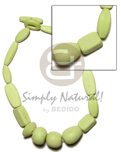 Natural wood beads dyed in Pastel Color Necklace