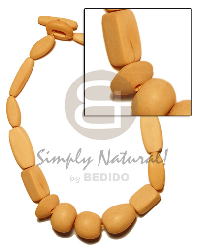 natural wood beads dyed in mustard shade - Pastel Color Necklace