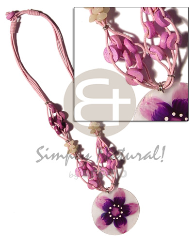 4 layer knotted pink cord Pastel Color Necklace