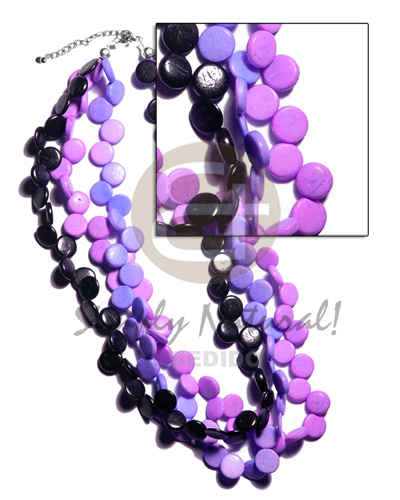 3 layers 10mm black/lavender/lilac coco sidedrill - Pastel Color Necklace