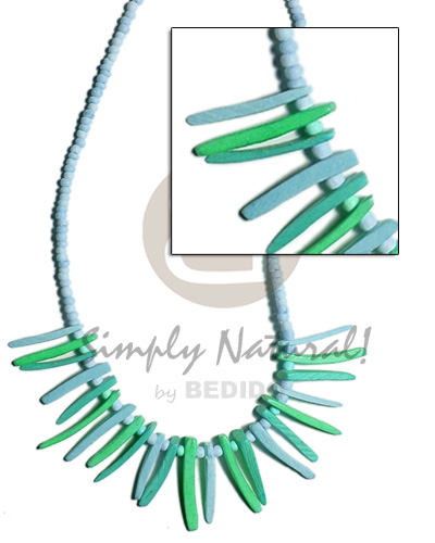 powder blue 2-3 coco pokalet  matching powder blue/light green coco indian stick accent - Pastel Color Necklace