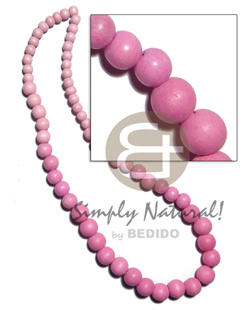 Graduated natural wood beads in Pastel Color Necklace