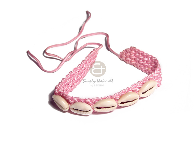 pink wax cord choker macrame  sigay accent / 3/4 in. width / 11in plus extended cord - Pastel Color Necklace