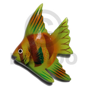 fish handpainted wood  refrigerator magnet  65mmx90mm / can be personalized  text - Refrigerator Magnets