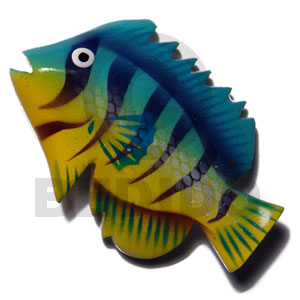 fish handpainted wood  refrigerator magnet  70mmx40mm / can be personalized  text - Refrigerator Magnets