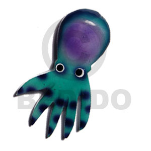 octopus handpainted wood  refrigerator magnet  85mmx50mm / can be personalized  text - Refrigerator Magnets