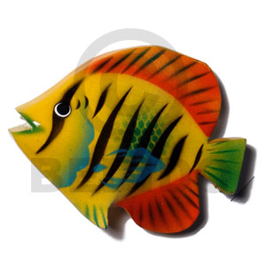 fish handpainted wood  refrigerator magnet  50mmx65mm / can be personalized  text - Refrigerator Magnets