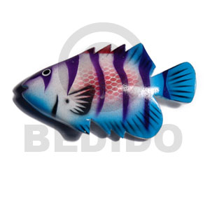 fish handpainted wood  refrigerator magnet  80mmx45mm / can be personalized  text - Refrigerator Magnets