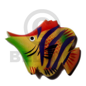 fish handpainted wood refrigerator magnet 48mmx60mm / can be personalized  text - Refrigerator Magnets