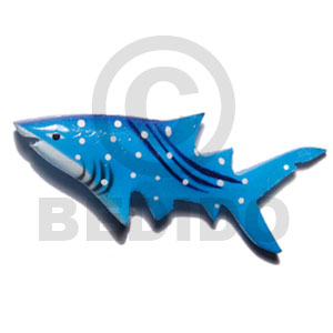 shark handpainted wood refrigerator magnet 75mmx35mm / can be personalized  text - Refrigerator Magnets