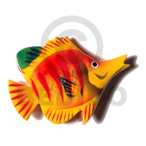 fish handpainted wood refrigerator magnet 65mmx50mm / can be personalized  text - Refrigerator Magnets
