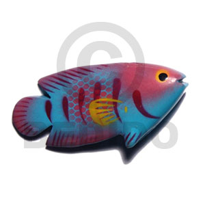 fish handpainted wood refrigerator magnet 73mmx35mm / can be personalized  text - Refrigerator Magnets