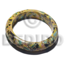 crushed limestones in yellow resin  bangle / ht= 20mm / 70mm inner diameter - Resin Bangles