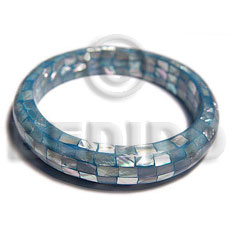 blue kabibe shell  blocking round bangle thickness 10mm / ht 15mm / inner diameter 65mm - Resin Bangles