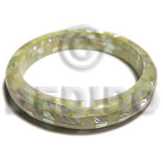 neon green kabibe shell  blocking round bangle thickness 10mm / ht 15mm / inner diameter 65mm - Resin Bangles