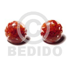 red corals. button earrings - Resin Earrings