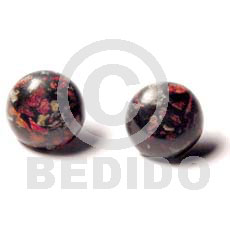 burgundy red & tiger corals button earrings - Resin Earrings