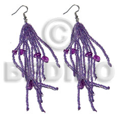 dangling lavender glass beads  resin nuggets - Resin Earrings