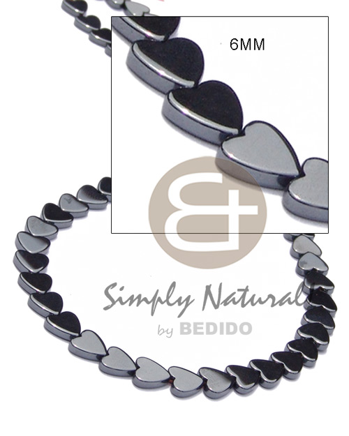hematite / silvery & shiny opaque stone / heart 6mm in magic wire - Resin Necklace Stone Necklace
