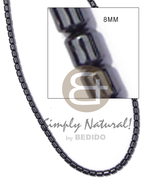 hematite / silvery & shiny opaque stone / drum 8mm in magic wire - Resin Necklace Stone Necklace