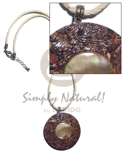 hand made 70mm round laminated shell Resin Necklace Stone Necklace
