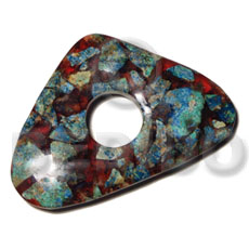 rounded triangle / crushed limestones in resin 50mmx75mmx8mm  20mm center hole - Resin Pendants