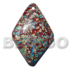 diamond / crushed limestones in resin 40mmx30mmx8mm - Resin Pendants
