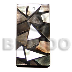 flat 15mmx30mm rectangle  black resin  laminated blacklip chips - Resin Pendants